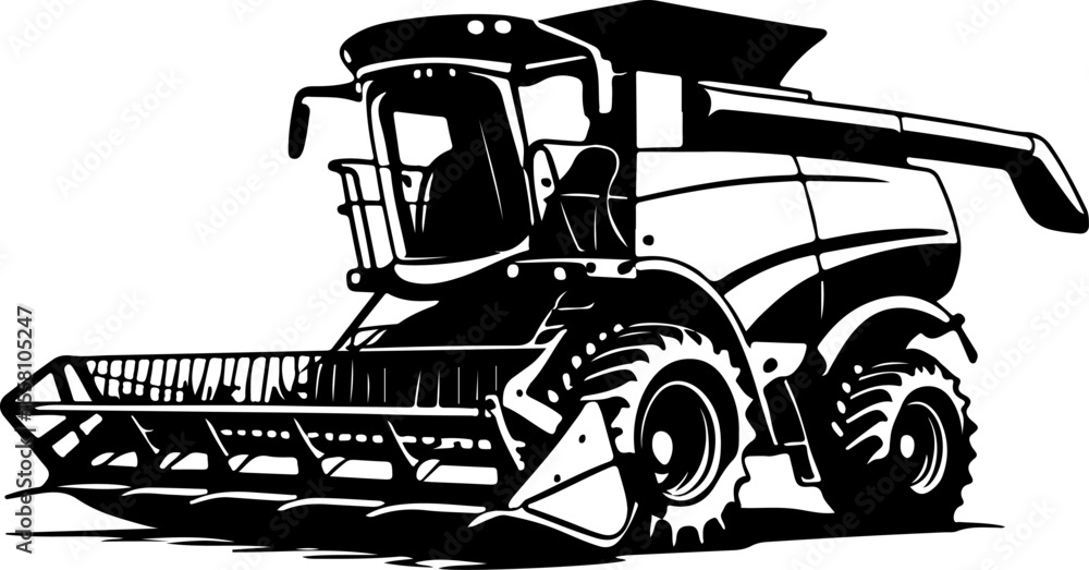 Naklejka premium Agriculture Harvester Silhouette Vector | Premium AI-Generated Illustration