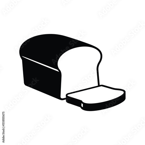 Loaf of Bread with a Slice Cut Off Black and White