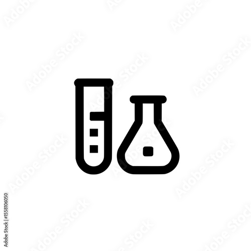 Icon of Two Laboratory Flasks Representing Science, Experiment, or Chemistry