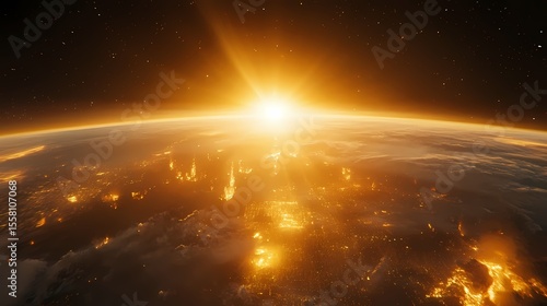 Golden Hour Earth Sunrise from Space 