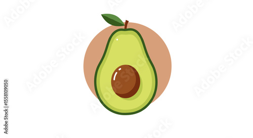 Avocado cut in half with seed and green flesh on soft background  