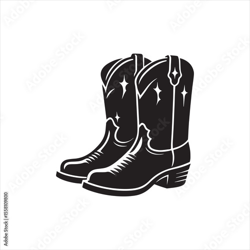 Monochrome Cowboy Boots vector image