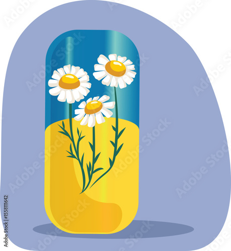 Herbal Naturist Medicine Capsule Vector Illustration Design. Homeopathic treatment from herbs and other natural ingredients
