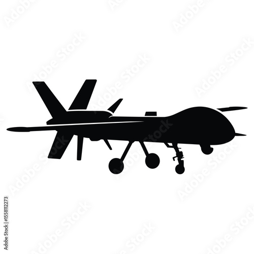 Silhouette of Military Drone Aircraft for Surveillance and Reconnaissance Missions