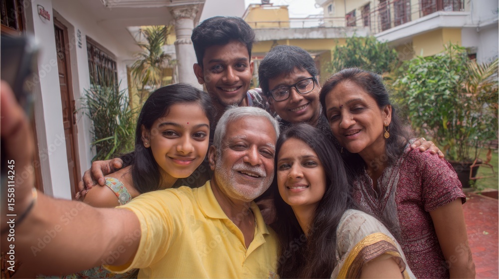 Obraz premium Multi generation family taking a selfie picture