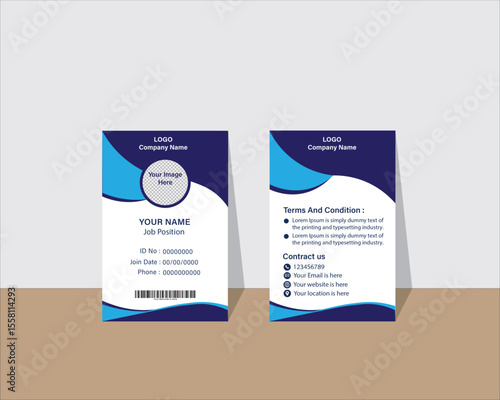 Professional ID card vector template clean, modern, and customizable design for Print or digital use, ID Card, Identity Card for print, Adobe Illustrator Vector file high-quality for Branding.