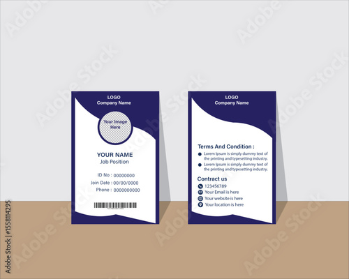 Professional ID card vector template clean, modern, and customizable design for Print or digital use, ID Card, Identity Card for print, Adobe Illustrator Vector file high-quality for Branding.