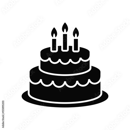 Two Tiered Birthday Cake with Candles Icon