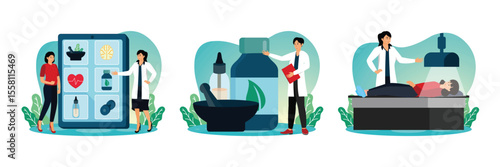 Holistic medicine concept. Homeopathy. Patient During Light therapy Examination in Clinic.