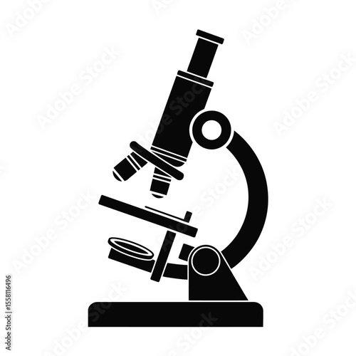 Black Silhouette of a Compound Light Microscope