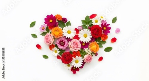 Vibrant Floral Heart Arrangement: A Colorful Celebration of Love and Spring
