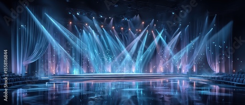 Stage with vibrant blue lighting