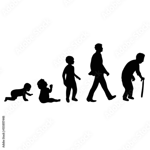 Vector Human Life Cycle Silhouette – From Baby to Old Age Illustration