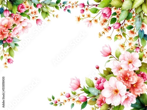 Elegant Pink Floral Watercolor Corner Border Design Element