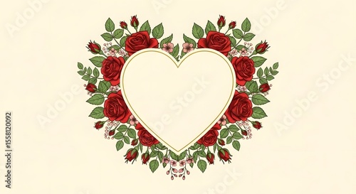 Romantic Red Roses Heart Frame Design for Valentines Day