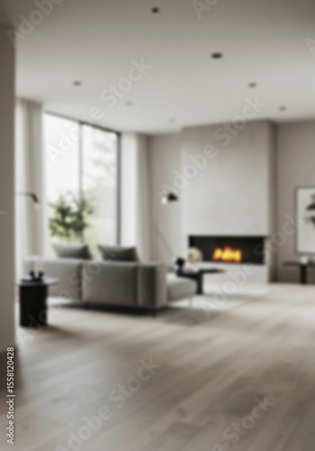 Wallpaper Mural Blurred or Blurry Background Image of Modern Minimalist Living Room With Large, Comfortable Sectional Sofa, Framed Artwork and Natural Lighting For Green Screen 02 Torontodigital.ca