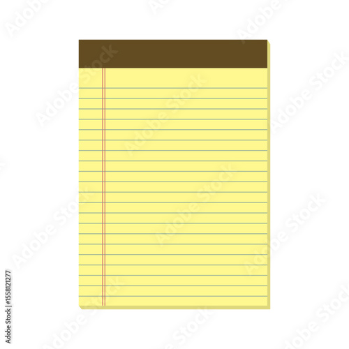 Legal Yellow Paper. Legal pad. Blank notebook template. Vector illustration in flat style.