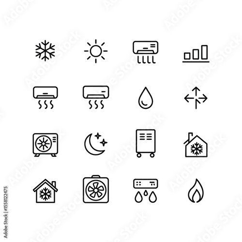 Set of Simple HVAC and Home Comfort Icons