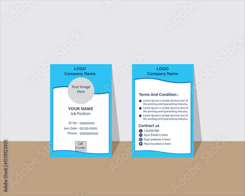 Professional ID card vector template clean, modern, and customizable design for Print or digital use, ID Card, Identity Card for print, Adobe Illustrator Vector file high-quality for Branding.