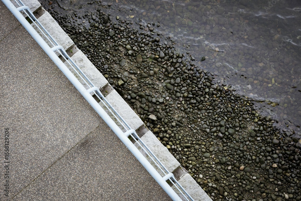 Naklejka premium High angle view of footpath by lake