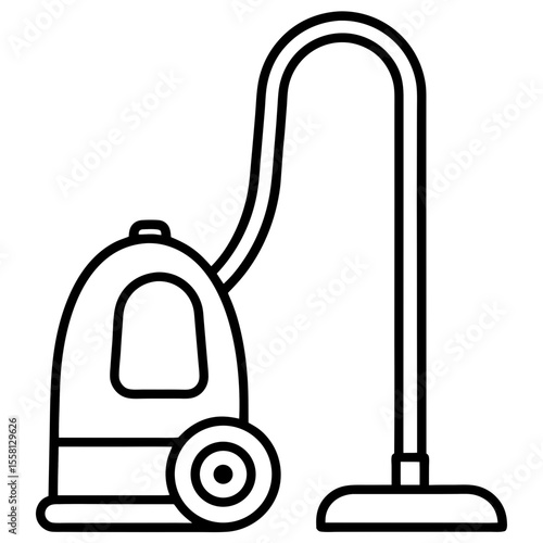 Vacuum Cleaner Outline Vector | Generative AI & Linocut Silhouette Design