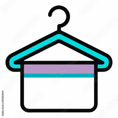 Towel Hanger Icon Vector – Generative AI & Linocut Silhouette Design