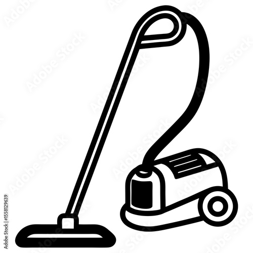Vacuum Cleaner Outline Vector | Generative AI & Linocut Silhouette Design