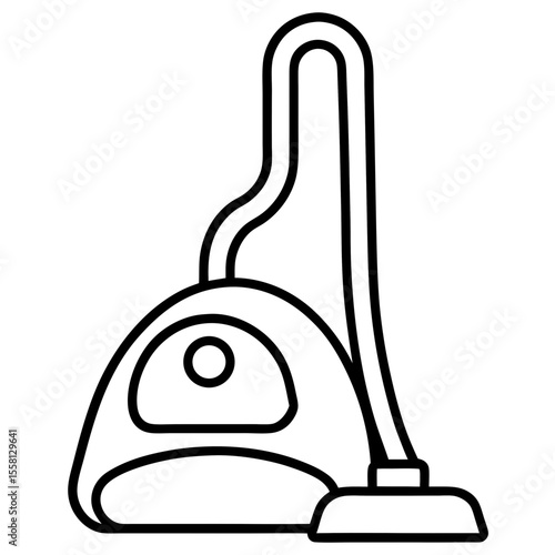 Vacuum Cleaner Outline Vector | Generative AI & Linocut Silhouette Design