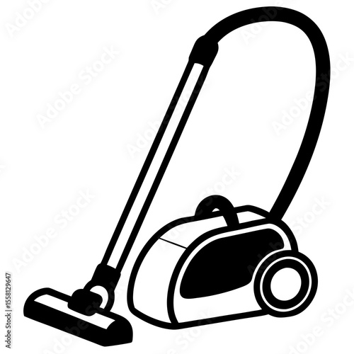 Vacuum Cleaner Outline Vector | Generative AI & Linocut Silhouette Design