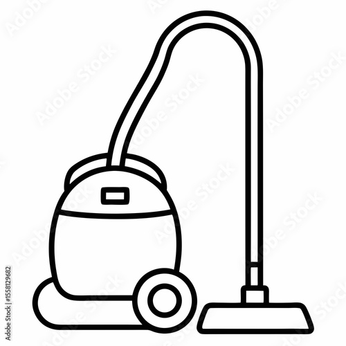Vacuum Cleaner Outline Vector | Generative AI & Linocut Silhouette Design