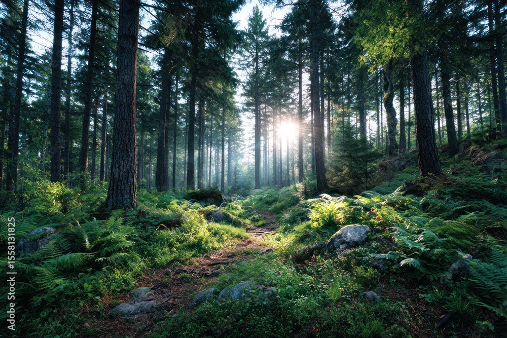 Obraz premium Sunlit forest path