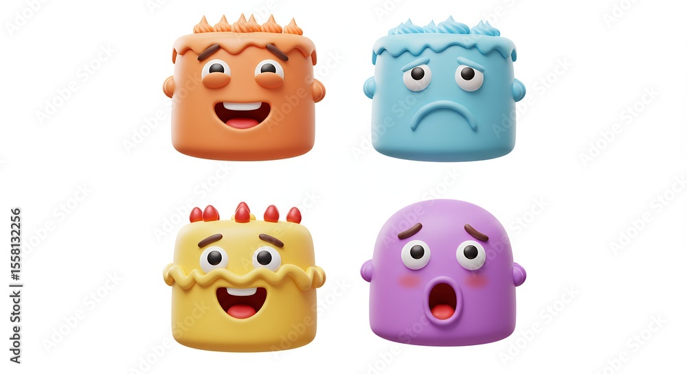 Obraz premium Colorful cake emoticons