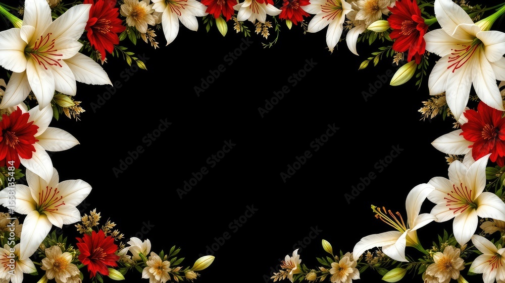 custom made wallpaper toronto digitalElegant Floral Arrangement with White Lilies and Red Flowers
