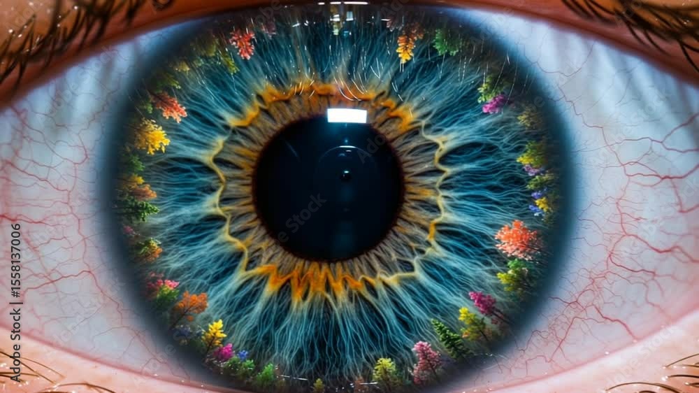 Close-up of a human eye with vibrant colors and details Close-up of a human eye with vibrant colors and details