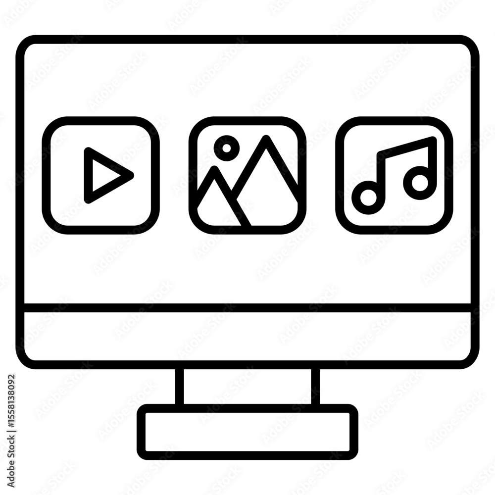 Media Outline Icon Element For Design Media Outline Icon Element For Design