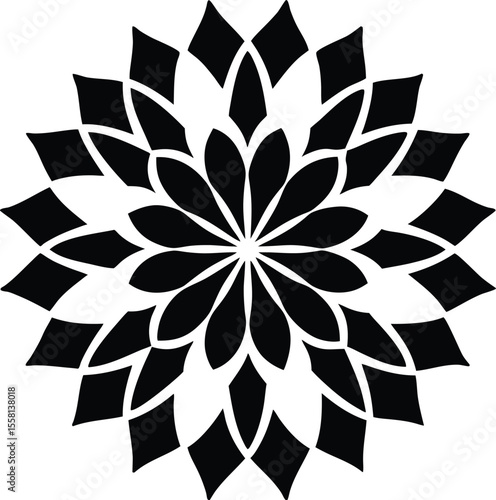 Geometric Mandala Flower Design – Bold Radial Symmetry for Tattoo, Wall Art