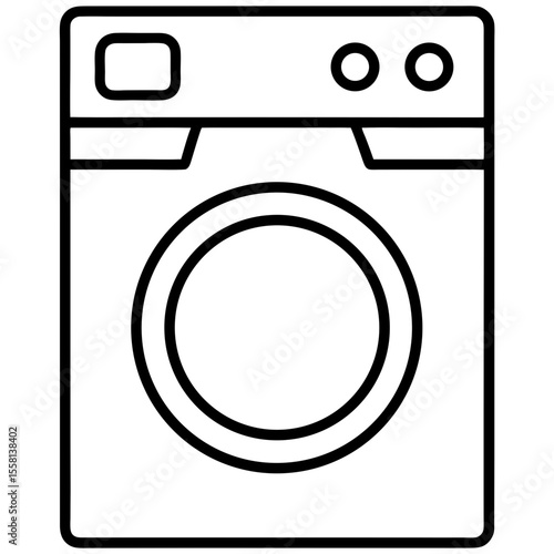 Washing Machine Icon Vector | Generative AI & Linocut Silhouette Design