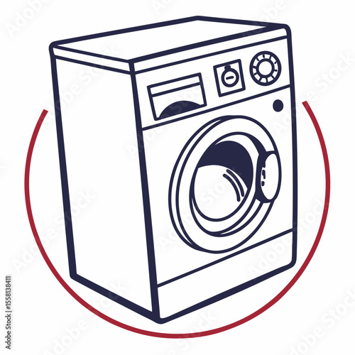 Washing Machine Icon Vector | Generative AI & Linocut Silhouette Design