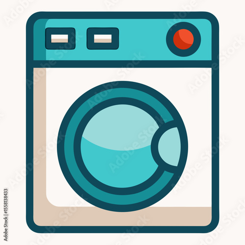Washing Machine Icon Vector | Generative AI & Linocut Silhouette Design