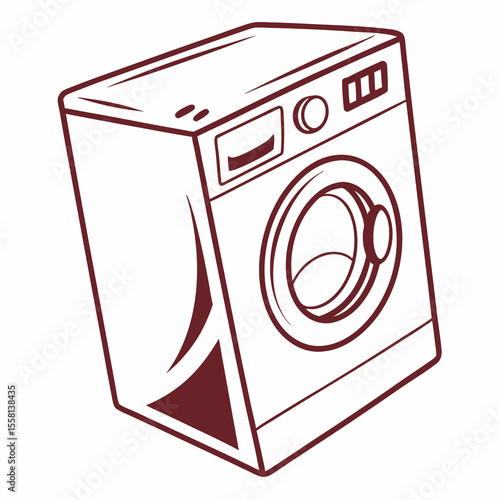Washing Machine Icon Vector | Generative AI & Linocut Silhouette Design