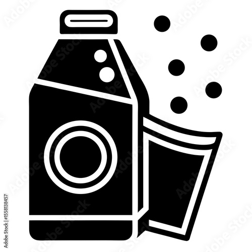 Washing Powder Icon Vector | Generative AI & Linocut Silhouette Design

