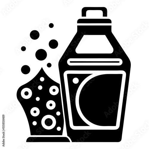 Washing Powder Icon Vector | Generative AI & Linocut Silhouette Design

