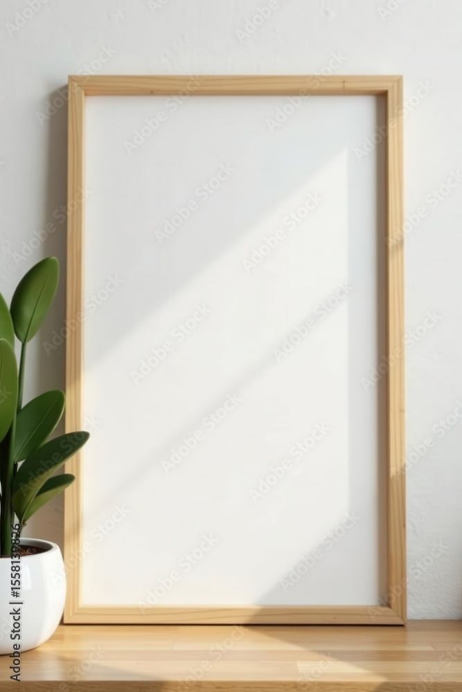Thin wooden frame, light wood tone, clean lines, home, frame Thin wooden frame, light wood tone, clean lines, home, frame