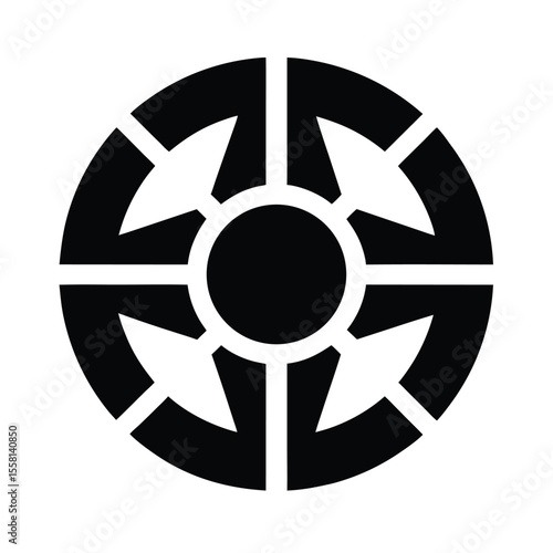 Black Segmented Circle Icon Vector Illustration