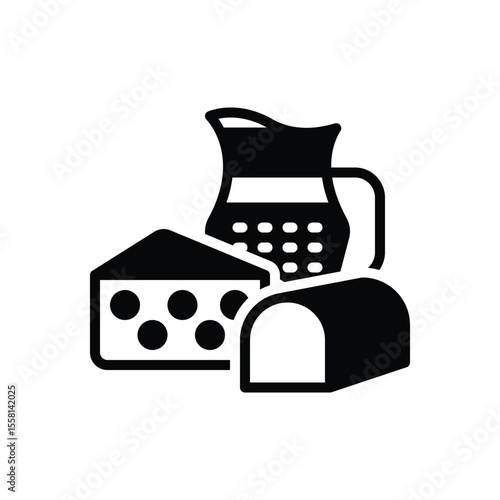 Black solid icon for milk product