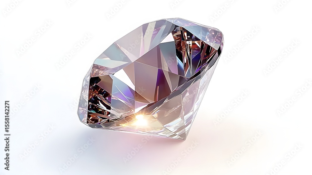 Fototapeta premium Diamond, gem, gemstone isolated on white background 
