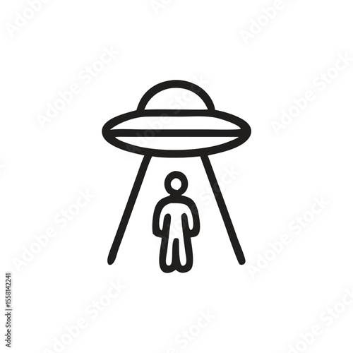 Alien abduction icon of person taken by UFO. Suitable for scifi concepts, paranormal subjects, mysterious illustrations, and alienthemed designs.