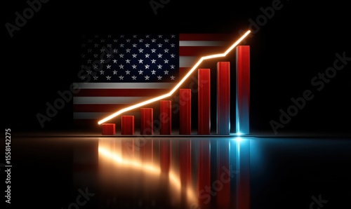 Economic growth trends in the usa business graph visualization dark background professional environment data analysis