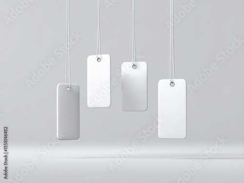 White tag mockup with blank text on a white background