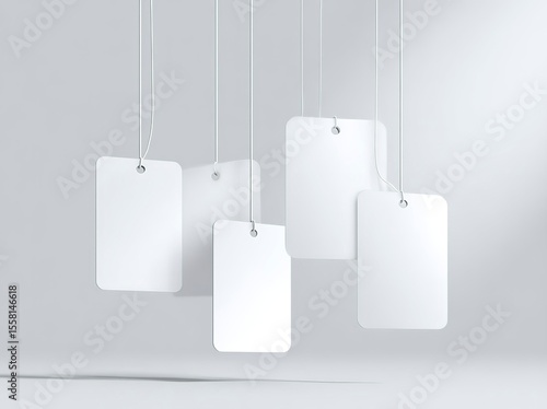 White tag mockup with blank text on a white background. 
